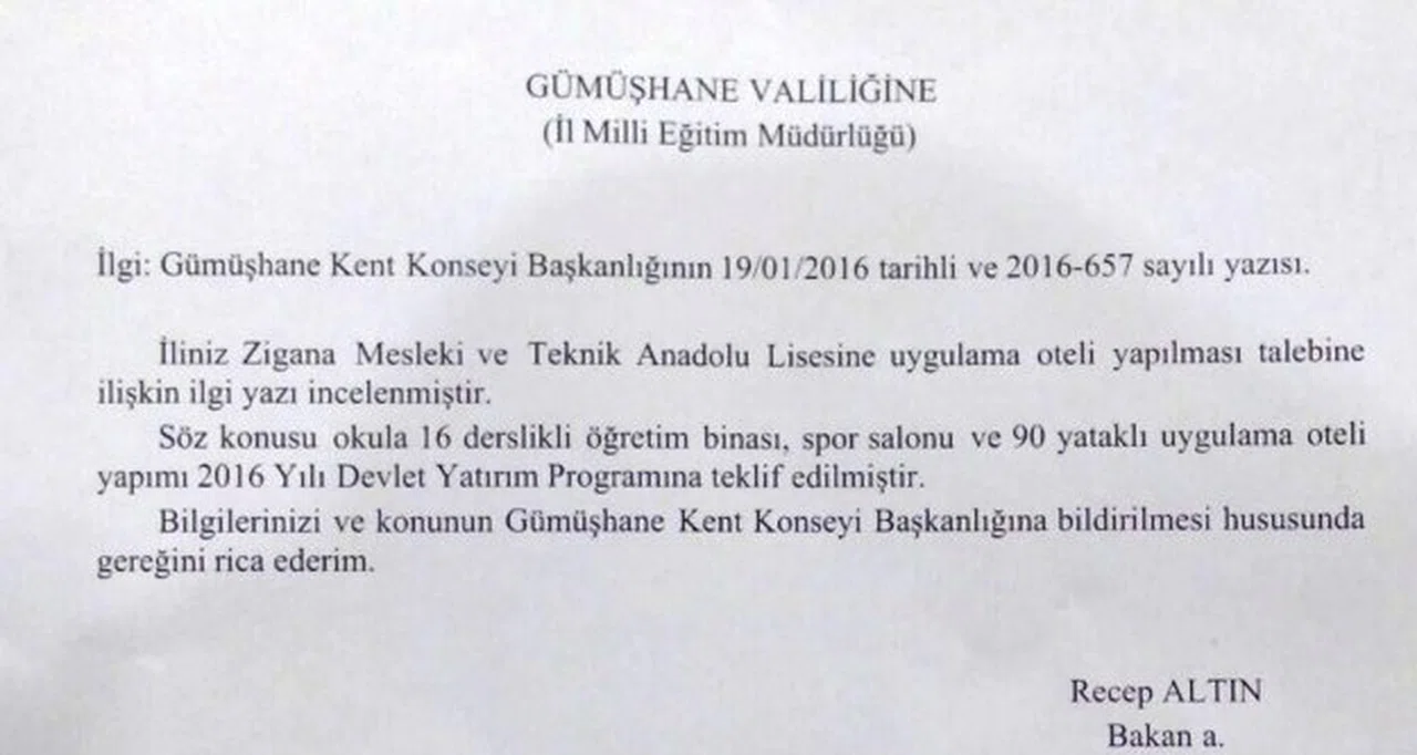 Turizm uygulama oteli 2016 yatırım programına teklif edildi