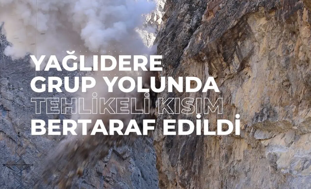 Grup yolundaki kaya düşme tehlikesi bertaraf edildi