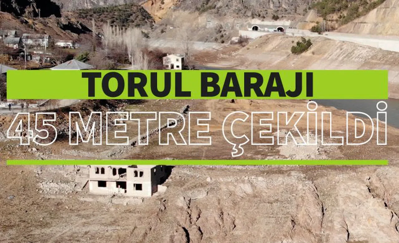 Torul Baraj gölü 45 metre çekildi