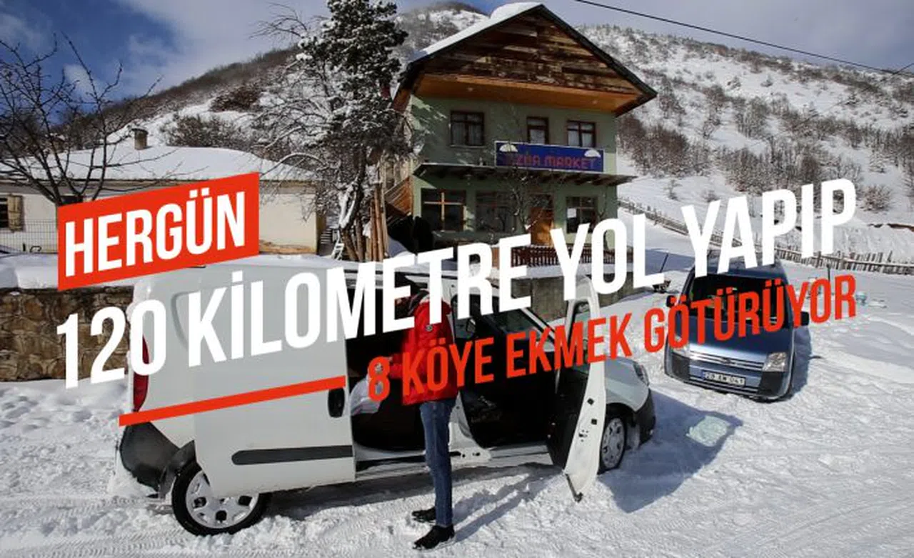 Her gün 120 kilometre kat edip 8 köye ekmek dağıtıyor