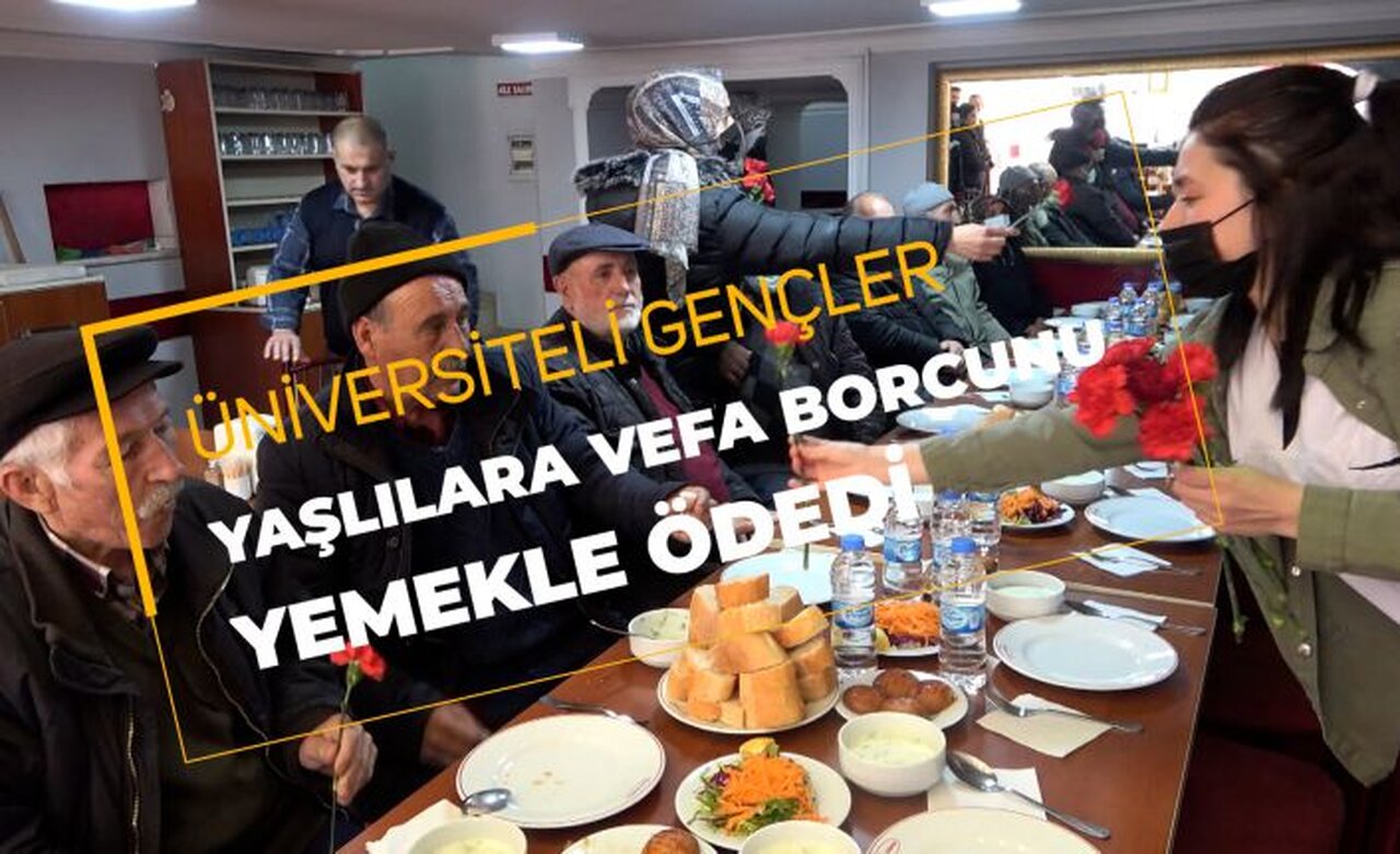 Üniversiteli gençler yaşlılara vefa borcunu yemekle ödedi