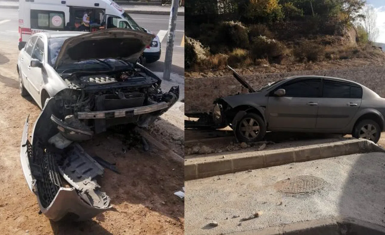 Otobüse çarpmamak için manevra yapınca kaza yaptı