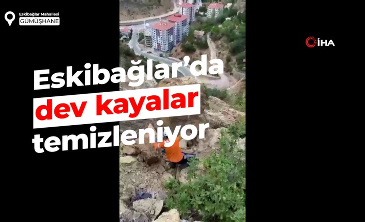Eskibağlar’daki dev kayalar dağcılar tarafından temizleniyor