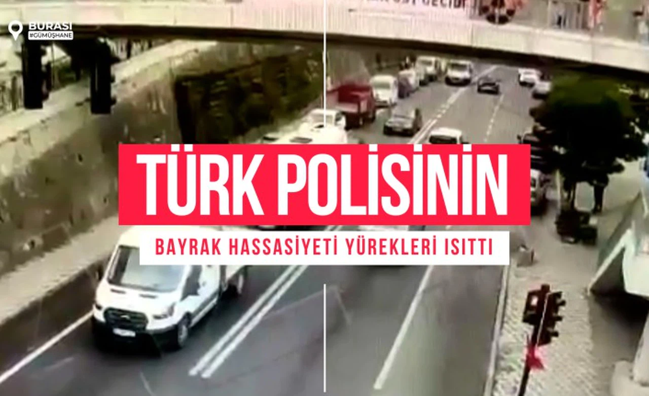Türk Polisinin Türk Bayrağı hassasiyeti yürekleri ısıttı