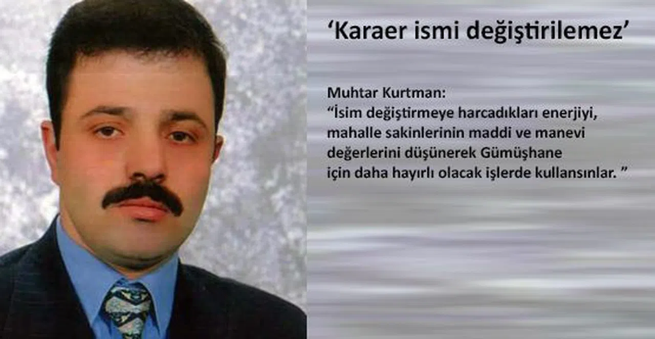 'Karaer ismi değiştirilemez'