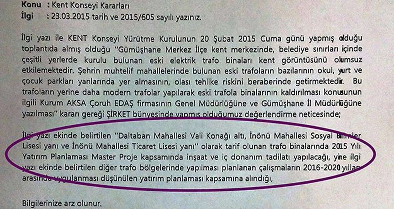 Kent Konseyinden Trafo Teşekkürü