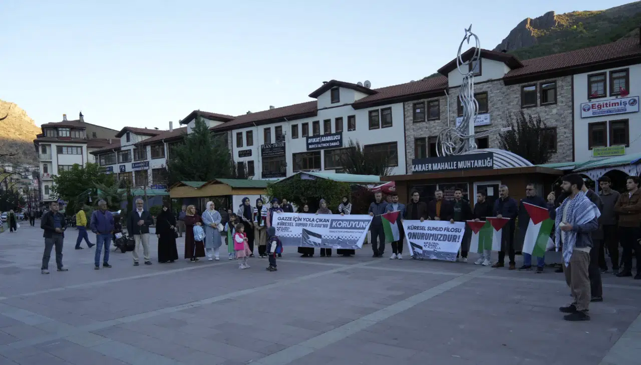 Gümüşhane’de Sumud Filosu’na destek basın açıklaması