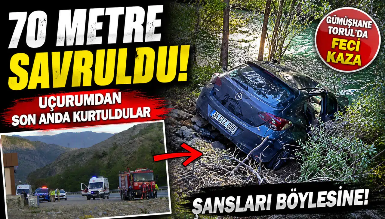 Torul'da Kontrolden Çıkan Otomobil Harşit Çayı Kenarında Durabildi