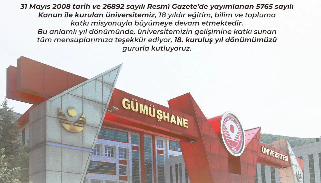 Gümüşhane Üniversitesi 18 Yaşında: Rektör Yıldız'dan Anlamlı Mesaj