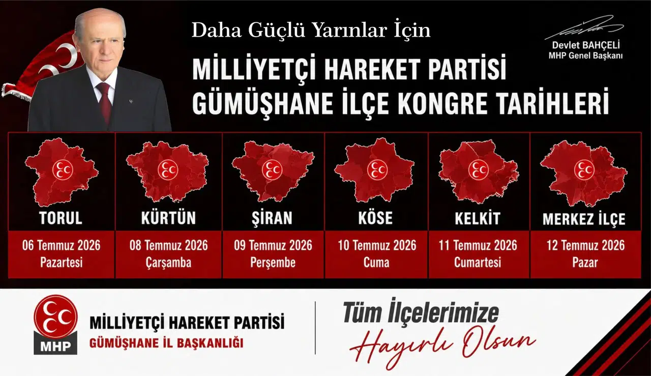 MHP Gümüşhane İlçe Kongreleri 6-12 Temmuz Tarihleri Arasında Yapılacak