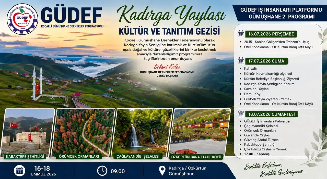 Kocaeli GÜDEF’ten Gümüşhane’ye Kültür Köprüsü: Kadırga Yaylası'nda Büyük Buluşma