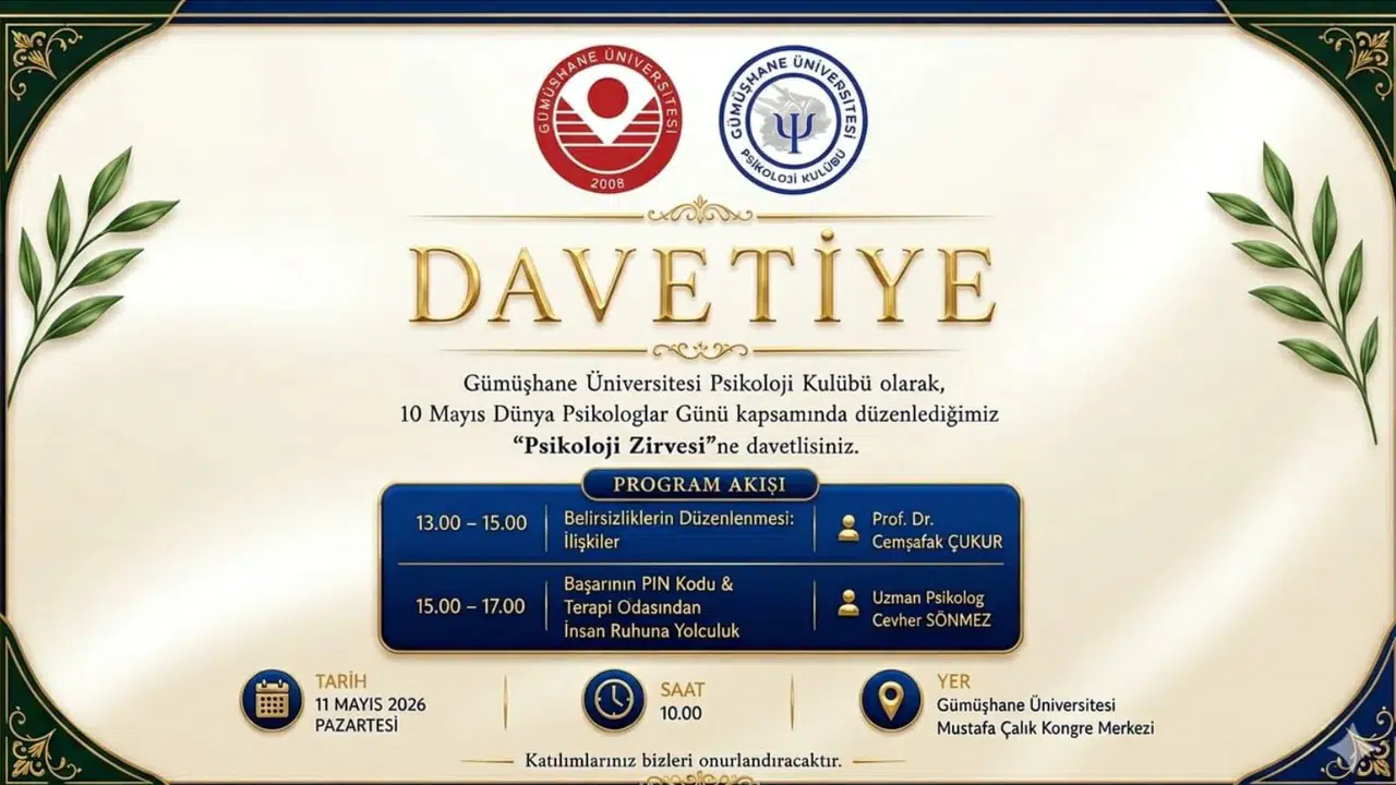 Gümüşhane'de Dünya Psikologlar Günü’ne Özel “Psikoloji Zirvesi” Düzenlenecek