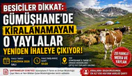 Besiciler Dikkat: Gümüşhane'de Kiralanamayan O Yaylalar Yeniden İhaleye Çıkıyor!