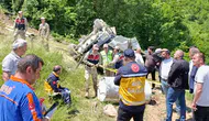 Kürtün'de beton mikseri 150 metrelik yamaçtan yuvarlandı: 2 ölü, 1 yaralı