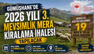 Gümüşhane'de 2026 Yılı 3. Mevsimlik Mera Kiralama İhalesi Yapılacak