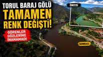 Torul Baraj Gölü Tamamen Renk Değiştirdi! Görenler Gözlerine İnanamadı