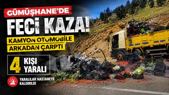 Torul’da Sebze Yüklü Kamyon Otomobile Çarptı: 4 Yaralı