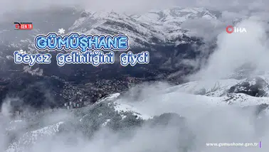 Gümüşhane beyaz gelinliğini giydi: Kar ve sisin dansı havadan görüntülendi