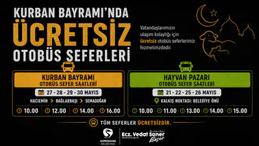 Gümüşhane Belediyesinden Kurban Bayramı Öncesi Ücretsiz Ulaşım Hizmeti
