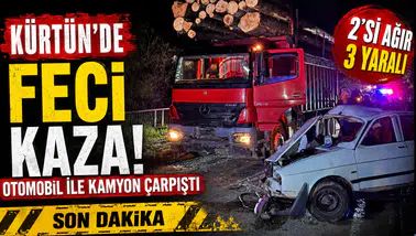 Kürtün’de otomobille kamyon çarpıştı: 2’si ağır 3 yaralı