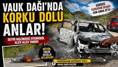 Vauk Dağı'nda Korku Dolu Anlar! Sürücü Kendini Dışarı Son Anda Attı