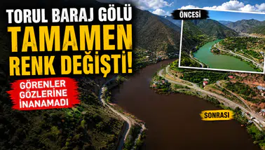 Torul Baraj Gölü Tamamen Renk Değiştirdi! Görenler Gözlerine İnanamadı