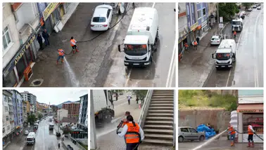 Gümüşhane Belediyesi sel temizliği çalışmalarına devam ediyor