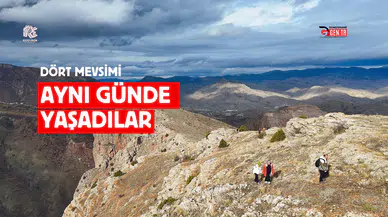 Dört mevsimi bir günde yaşadılar: Yağmur, gökkuşağı ve güneşli zirve