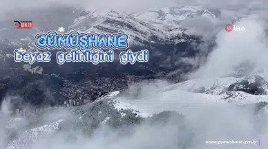 Gümüşhane beyaz gelinliğini giydi: Kar ve sisin dansı havadan görüntülendi