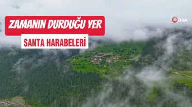 Zamanın durduğu yer Santa Harabeleri bu kez sis bulutlarıyla büyüledi