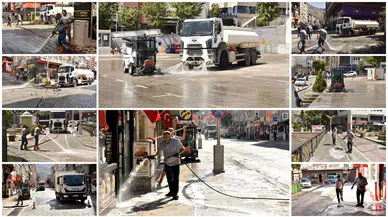 Gümüşhane’de yaz temizliği: Caddeler köpükle yıkanıyor