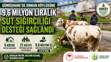 Gümüşhane'de Orman Köylüsüne 9,6 Milyon Liralık Süt Sığırcılığı Desteği Sağlandı