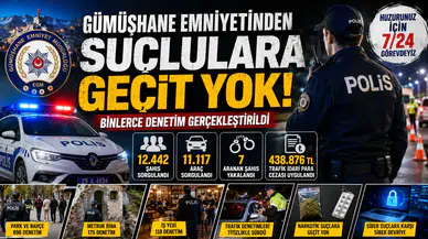 Gümüşhane Emniyetinden suçlulara geçit yok: Binlerce denetim gerçekleştirildi