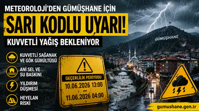 Meteoroloji’den Gümüşhane İçin Sarı Kodlu Uyarı: Kuvvetli Yağış Bekleniyor