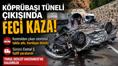 Köprübaşı Tüneli Çıkışında Feci Kaza! Kontrolden Çıkan Otomobil Savrulup Takla Attı