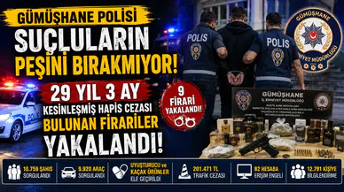 Gümüşhane Polisi Suçluların Peşini Bırakmıyor: 29 Yıl Hapis Cezası Bulunan Firariler Yakalandı