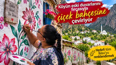 Gümüşhane'de 35 Yıl Sonra Fırçayı Eline Aldı, Köyün Duvarlarını Çiçek Açtırdı