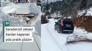 Karadenizli zekası Torul'da sahneye çıktı: Kardan kapanan yola pratik çözüm