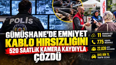 Gümüşhane’de Emniyet, kablo hırsızlığını 520 saatlik kamera kaydıyla çözdü
