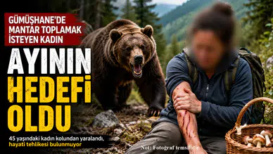 Gümüşhane’de mantar toplamak isteyen kadın ayının hedefi oldu