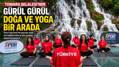 Tomara Şelalesi'nde Gürül Gürül Akan Suyun Yanında Yoga Yaptılar