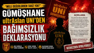 "Milli Değerlerden Taviz Yok": Gümüşhane ultrAslan UNI’den Bağımsızlık Deklarasyonu