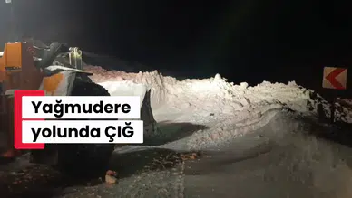Yağmurdere yoluna çığ düştü