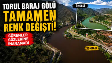 Torul Baraj Gölü Tamamen Renk Değiştirdi! Görenler Gözlerine İnanamadı