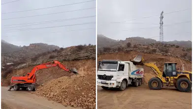 Tanjant yolda genişletme çalışması yapılıyor