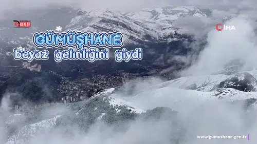 Gümüşhane beyaz gelinliğini giydi: Kar ve sisin dansı havadan görüntülendi