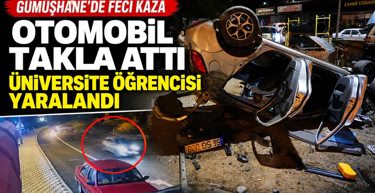 Gümüşhane'de kontrolden çıkan araç kaldırımdaki öğrenciye çarptı: 4 yaralı