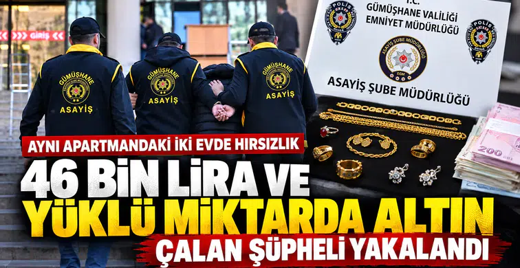 Evden Altın Çalan Hırsız Gümüşhane Emniyetinden Kaçamadı