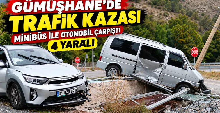 Kavşakta İki Araç Çarpıştı! Minibüs Durak ve Elektrik Direğini Yıktı