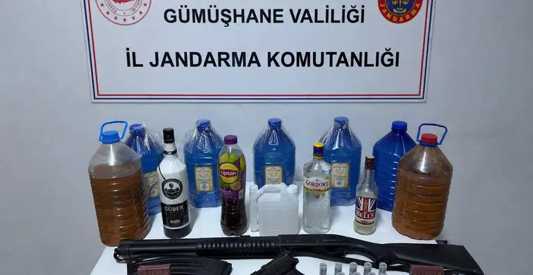 Şiran'da Jandarmadan Kaçak Alkol ve Silah Operasyonu